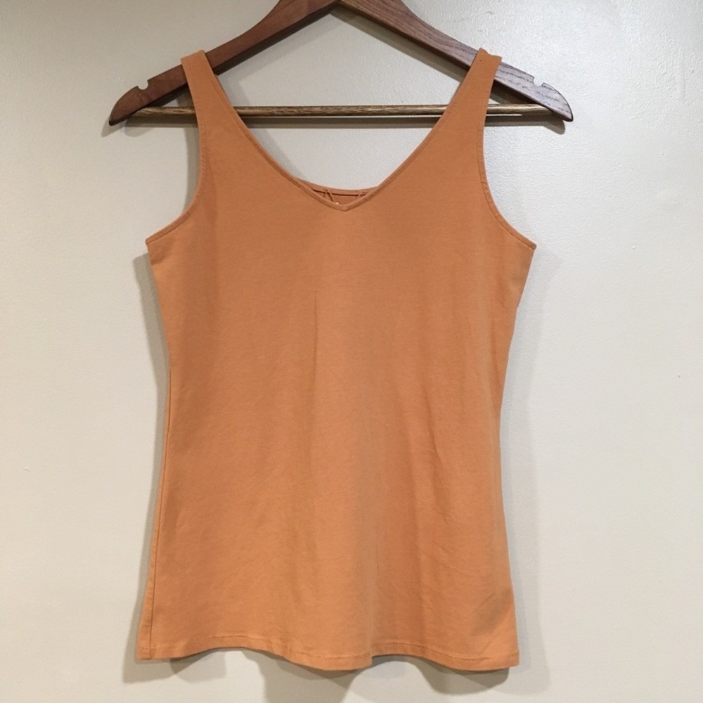 J. Jill Perfect Reversible Tank Women S Orange Mustard Tan Cotton Layering Basic